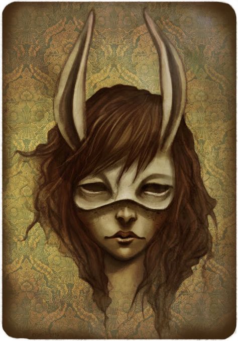 , Rabbit Mask, Horror Vintage, Bunny Mask, Mask Drawing, Rabbit Illustration, Is A Girl, Tableau Art, Masks Art, Pop Surrealism