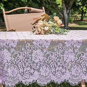 Sweet 16 Tea Party, Picnic Table Wedding, Purple Table Settings, Table Wedding Decor, Lace Table Cloth, Romantic Candle Light Dinner, Lace Table Runner, Long Tables, Tea Party Table