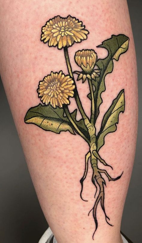 Leaf Tattoo Color, Raspberry Tattoo, Dandelion Tattoos, Drawing Tattoo Ideas, Botanisches Tattoo, Dandelion Drawing, Cute Tattoos On Wrist, Line Tattoo Ideas, American Traditional Tattoo Ideas