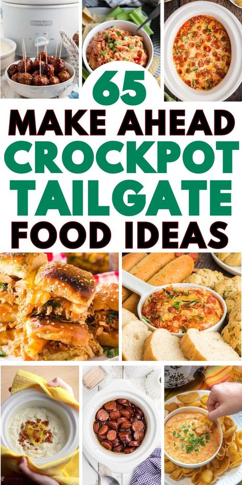 Easy game day recipes in the crockpot like appetizers and dips, breakfast and brunch, chili dinner, and crockpot party food! Tailgate Dips Crockpot, Crockpot Recipes Football, Game Day Food Crockpot, Crockpot Tailgate Recipes, Crockpot Tailgate Food, Tailgate Food Crockpot, Fall Tailgate Food, Crockpot Game Day Food, Crockpot Football Food