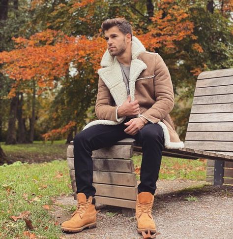 Timberland Boot Outfits, Leather Jeans Men, Timberland Boot, Boots Outfit Men, Timberland Boots Outfit, Timberland Outfits, Boot Outfits, Timberland Boots Mens, Sheepskin Throw