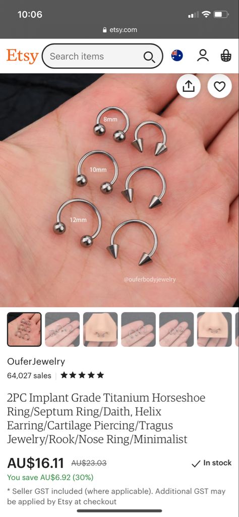 Daith Rings, Earring Cartilage, Tragus Jewelry, Piercing Tragus, Horseshoe Ring, Helix Hoop, Helix Earring, Helix Earrings, Nose Hoop