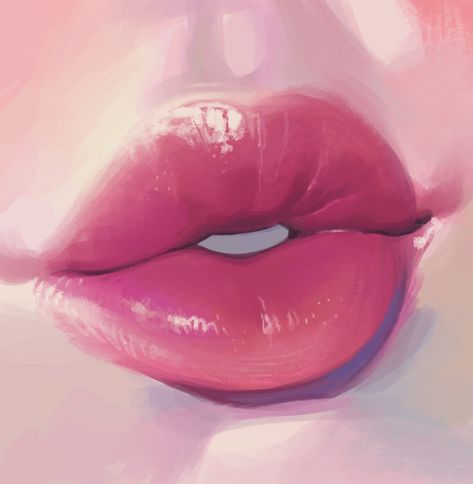 ArtStation - Kiss Kiss, Gwangtaeg Misul Lips Painting, Anime Lips, Digital Art Beginner, Lips Drawing, Digital Painting Tutorials, Lip Art, Anatomy Art, Digital Art Tutorial, Art Studies