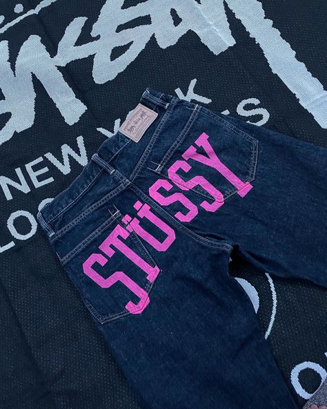 denim Pink Evisu Jeans, Jeans Print Design, Stussy Jeans, Denim Diy Clothes, Diy Clothes Design, Guys Clothing Styles, Denim Diy, Really Cute Outfits, Girly Fashion