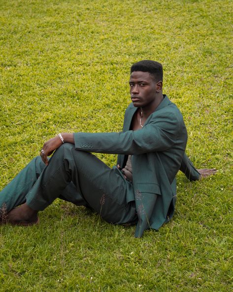 Male Outdoor Photoshoot Ideas, Outdoor Shoot Ideas Men, Grass Photoshoot Ideas Men, Grass Wall Photoshoot, Grass Photoshoot Ideas, Grass Photoshoot, Male Posing, African Photography, Architectural Fashion