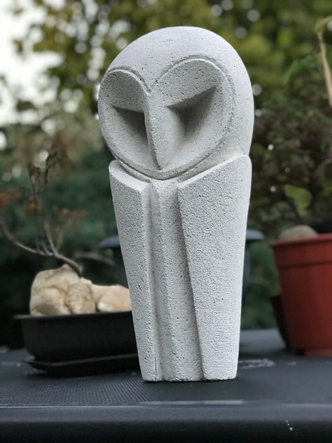 Garden Path Lighting, Path Lighting, Owl Sculpture, Simple Wood Carving, Concrete Cement, Ceramic Owl, Artificial Stone, Art Sculpture, Original Gift