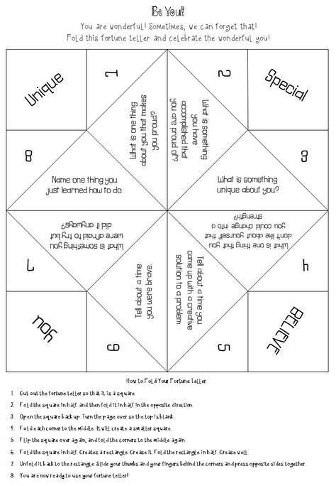 Fortune Teller Printable, Character Traits, Mentor Texts, Elementary Art Projects, Fortune Teller, Self Acceptance, Social Emotional Learning, Giraffes, Coping Skills