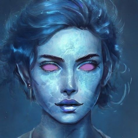 Skins Characters, Blue Skin, Heroic Fantasy, Dungeons And Dragons Characters, Dnd Art, Yellow Eyes, Fantasy Inspiration, Character Aesthetic, Dnd Characters