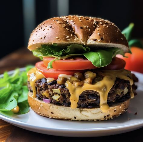 Spicy Black Bean Burger Spicy Black Bean Burger, Bean Burgers Recipe, Bean Burger Recipe, Black Bean Burger Recipe, Black Bean Burger, Bean Burgers, Black Bean Burgers, Bean Burger, Burger Recipe