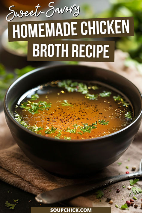 HOMEMADE CHICKEN BROTH RECIPE Chicken Broth Recipes Soup, Brothy Soup Recipes, Healthy Broth, Chicken Broth Recipe, Chicken Bone Broth Recipe, Chicken Broth Soup, Homemade Chicken Broth, Chicken Soup Recipes Homemade, Make Chicken Broth