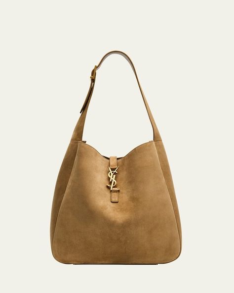 Le 5 A 7 Large YSL Hobo Bag in Suede Ysl Hobo Bag, Ysl Hobo, Ysl Suede, Ysl Fashion, Saint Laurent Tote, Large Hobo Bag, Travel Size Perfume, Saint Laurent Handbags, Golden Leaf