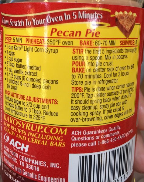 Pecan Pie Recipe - from the back of the Karo Syrup bottle Karo Syrup Pecan Pie, Karo Syrup, Syrup Bottle, Easy Pie Recipes, Pecan Pie Recipe, Pecan Recipes, Delicious Pies, Pie Dessert, Pecan Pie