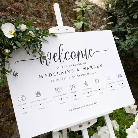 Timeline Wedding Sign, Timeline Wedding Day, Order Of The Day Wedding, Timeline Wedding, Order Of Events, Welcome Wedding Sign, Order Of The Day, Wedding Day Timeline, Wedding Timeline