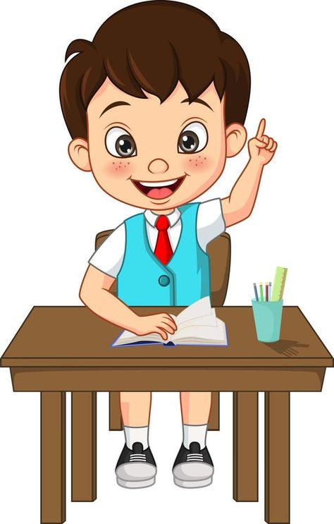 Happy cute little student boy raising his hand Kids Clipart Free, Students Clipart, Butterfly Life Cycle Craft, English Games For Kids, We Heart It Wallpaper, Student Clipart, Plant Lessons, Classroom Pictures, Student Cartoon