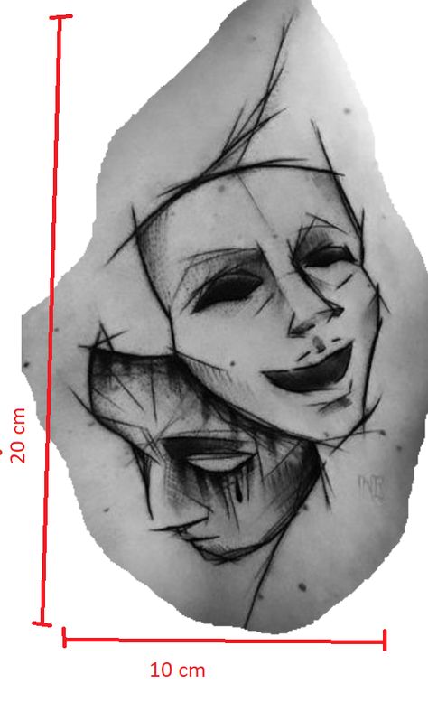 Theater Mask Tattoo, Sketch Tattoos, Sketch Style Tattoos, Tattoo Trend, Latest Tattoos, Mask Tattoo, Unique Tattoo Designs, 다크 판타지, Best Sleeve Tattoos