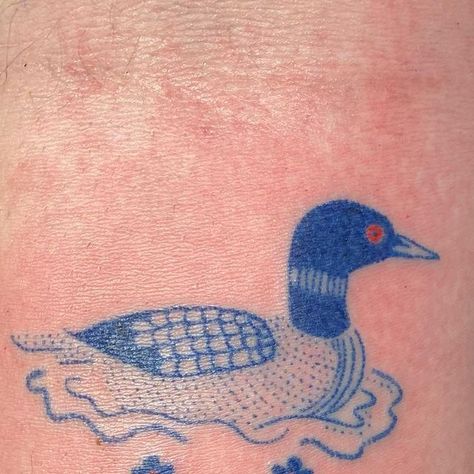 Loon Tattoo Ideas Design, Duck Tattoos For Men, Loon Tattoo Ideas, Rubber Duck Tattoo, Blue Bird Tattoo, Loon Art, Loon Tattoo, Maine Tattoo, Sketchbook Tattoo