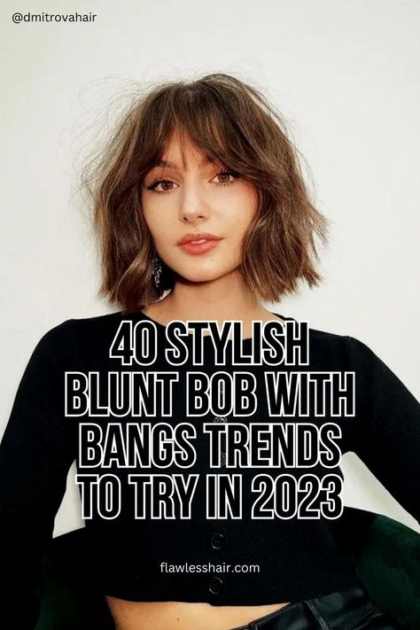 A blunt bob with bangs is an adaptable haircut that can be worn in many ways. Find the one that fits your face shape, hair texture and personal style. Short Hair Fringe, Style Bob, Bob Haircut For Round Face, Short Haircuts With Bangs, Choppy Bob Haircuts, Bob Hairstyles With Bangs, Corte Bob, Choppy Bob Hairstyles, Bob Haircut With Bangs