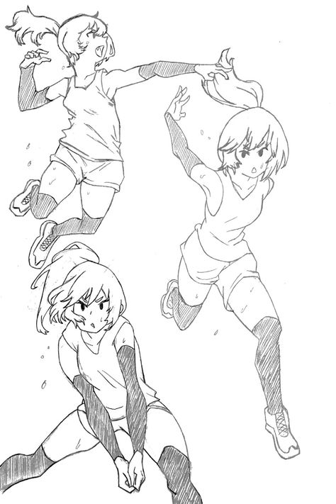 Character design of a volleyball player Volleyball Drawing Ideas, Volleyball Drawing Poses, Volleyball Poses Drawing Reference, Volleyball Player Drawing, Volleyball Sketch, Volleyball Drawing, Pose Base, Manga Sketch, Volleyball Uniforms