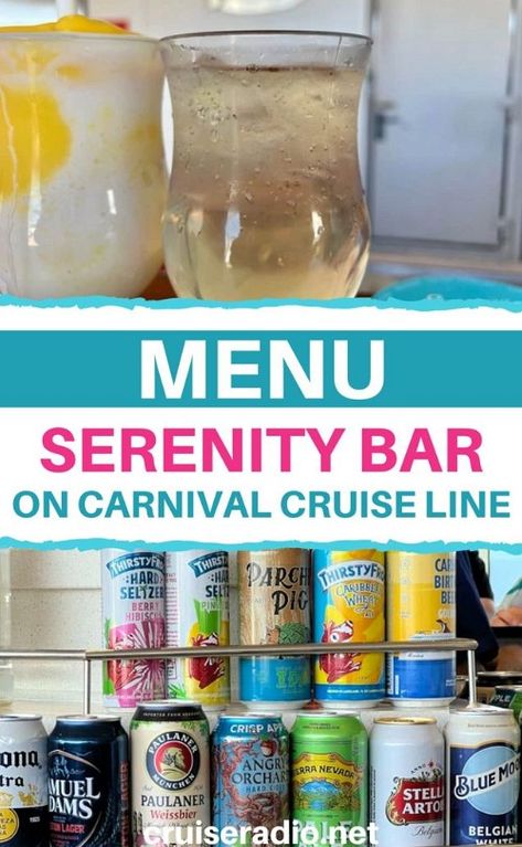 serenity bar menu carnival cruise line Carnival Cruise Drinks Cocktails, Carnival Cruise Mock Tails, Carnival Cruise Drinks, Ensenada Cruise, Paper Plane Cocktail, Cruise Drinks, Coconut Martini, Stoli Vodka, Pool Cocktails