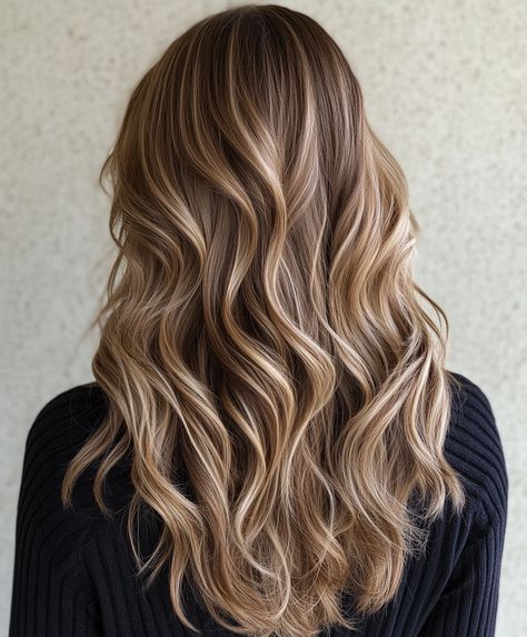 Textured Waves with Lowlights and Blonde Highlights Lowlights And Blonde Highlights, Hairstyles For Brown Hair, Medium Length Waves, Neutral Skin, Voluminous Waves, Inspiring Hairstyles, Neutral Skin Tone, Subtle Balayage, Copper Hair Color