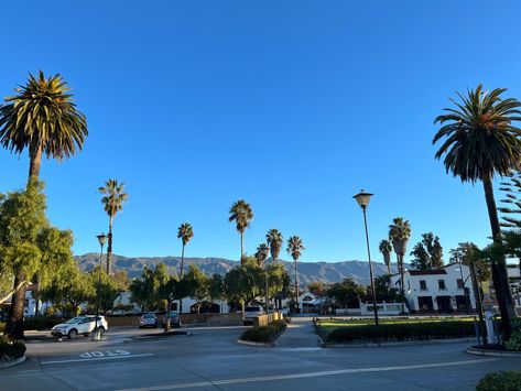 Santa Barbara California, Morning View, Santa Barbara, Mountain View, Beautiful Views, The Mountain, Palm Trees, California, Street View