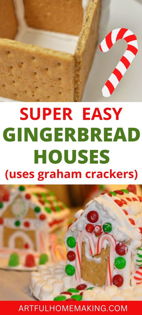 Graham Cracker House, Easy Gingerbread House, Graham Cracker Gingerbread House, Gingerbread House Parties, Sugar Cookie Recipe Easy, Gingerbread House Kits, Christmas Desserts Easy, Gingerbread Decorations, Royal Icing Recipe