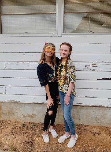 hawaiian day tropical tuesday pep rally theme student section spirit week inspiration cute simple Pep Rally Themes, Hawaiian Day, Surfer Outfit, Student Section, Week Inspiration, Pep Rally, Spirit Week, Outfit Inspo, Women's Top