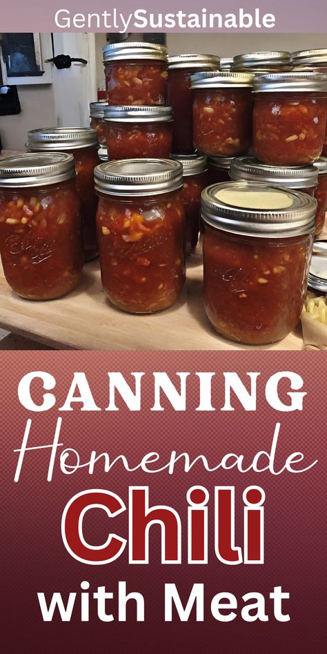 There's nothing better on a cold fall or winter evening than hot chili, especially if it's homemade and on your shelf! Let me show you how simple it is to make homemade chili and can it up for your pantry! #chili #chilirecipe #homemadechili #homemadechilirecipe #canningchili #canningsouprecipes Chili Canning Recipe, Canning Chili, Canning Soup Recipes, Homemade Chili Recipe, Pressure Canning Recipes, Home Canning Recipes, Canning Vegetables, Canning Food Preservation, Canning Tips