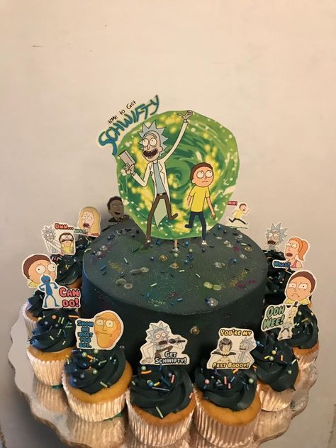 Rick and morty cake Rick And Morty Cake, Husband Gifts Diy, Rick And Morty Characters, Deployment Gifts, Birthday Goals, Funny Birthday Cakes, Rick Y Morty, April Birthday