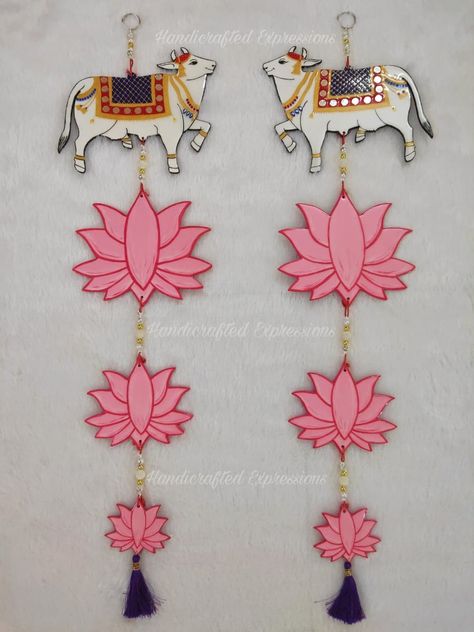 Pichwai Cow Wall Hanging, Pichwai Hanging, 6athi Decoration, Pichwai Cow, Art And Craft Paper, Hanging Craft Ideas, Hanging Craft, Paper Wall Hanging, Diwali Craft