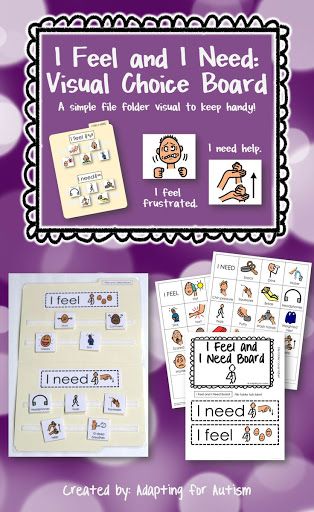 This I Feel and I Need Visual Choice Board is a simple resource to keep handy. Providing a student with a visual support may allow him to express his needs without having to find the words. Even verbal? Emotion Board, People Management, I Need A Break, Prek Classroom, Visual Supports, Choice Board, Visual Schedules, Behavior Interventions, Social Thinking