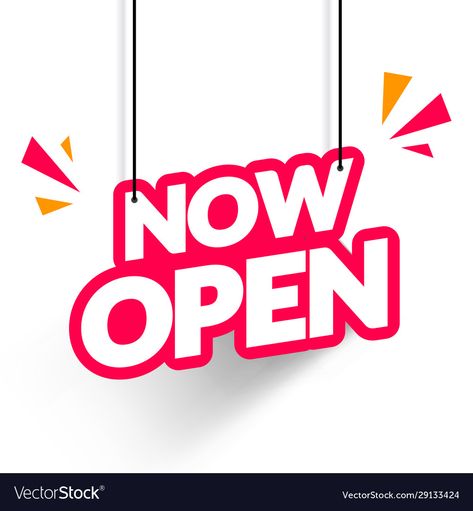 Open Now Poster, 3d Banner Design, Now Open Poster, Now Open Poster Design, We Are Open Poster, Open Logo Design, Hanging Banner Design, Shop Banner Design Ideas, Special Offer Logo