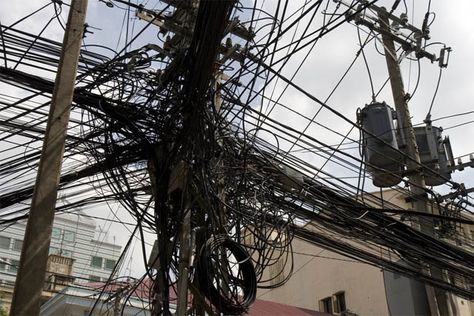 Tangled cables Contemporary Baskets, Electrical Wires, Commercial Hvac, Power Wire, Street Culture, Inner City, Electrical Wiring, Travel Memories, Tropical Islands