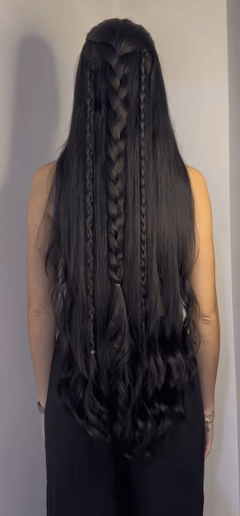 Targaryen Braids, Elven Hairstyles, Beautiful Braided Hair, Hair Up Styles, Hairdo For Long Hair, Long Black Hair, Easy Hairstyles For Long Hair, Beautiful Long Hair, Aesthetic Hair