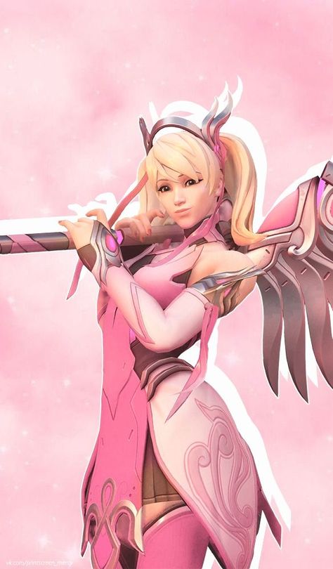 Pink Mercy, Mercy Fanart, Vagrant Story, Overwatch Drawings, Overwatch Wallpapers, Mercy Overwatch, Overwatch Fan Art, Overwatch 2, Character Wallpaper