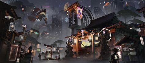 ArtStation - Chinese style cyberpunk, JJ Wong Cyberpunk Chinese Style, Chinese Cyberpunk, Cyberpunk China, Shanghai Cyberpunk, Chinese Vampire, Chinese Cyberpunk City, Underwater Chinese City, Scifi Environment, Entertainment Design