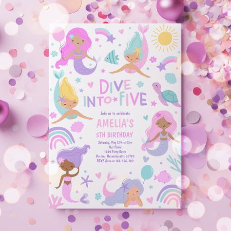 Whimsical Mermaid, Mermaid Birthday Party Invitations, 1st Birthday Party Invitations, Mermaid Birthday Invitations, Mermaid Under The Sea, Sea Birthday Party, 2nd Birthday Invitations, Sea Birthday, Mermaid Birthday Party