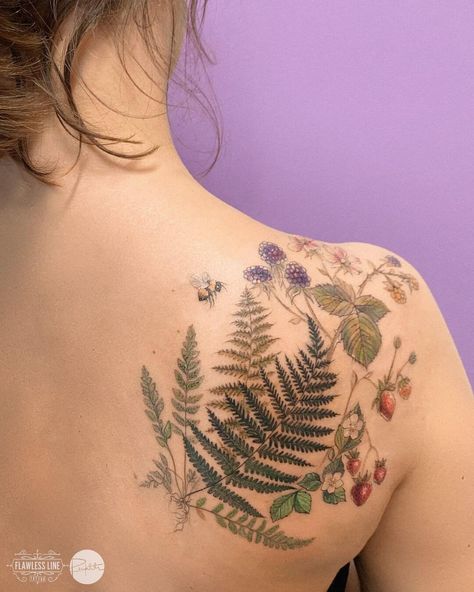 101 Best Forest Tattoo Shoulder Ideas That Will Blow Your Mind! 6 Outsons Tattoo Shoulder Ideas, Sky Tattoos, Earthy Tattoos, Forest Tattoo, Nature Tattoo Sleeve, Fern Tattoo, Garden Tattoos, Lavender Tattoo, Tattoo Schrift