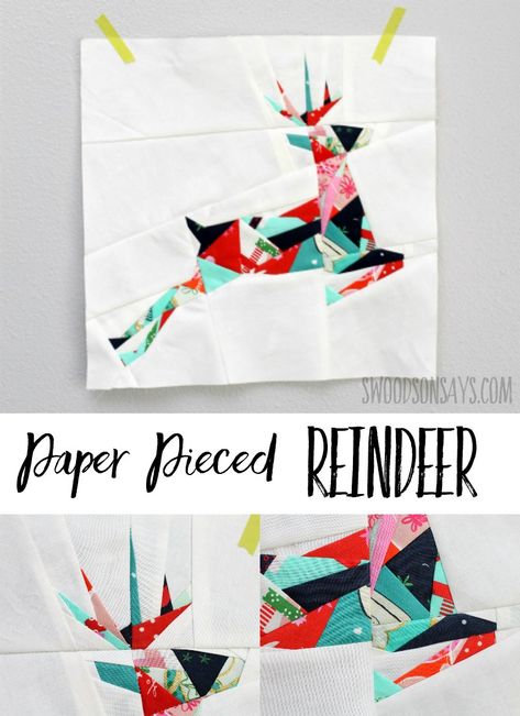 Sew up a paper pieced reindeer! This Christmas foundation paper piecing pattern is fun to sew and uses up lots of scraps. #christmas #christmascrafts #paperpiecing #christmassewing Popsicle Stick Christmas Crafts, Paper Peicing Patterns, Free Paper Piecing Patterns, Paper Piecing Tutorial, Winter Paper, Christmas Art Projects, Christmas Sewing Projects, Paper Pieced Quilt Patterns, Foundation Paper Piecing Patterns