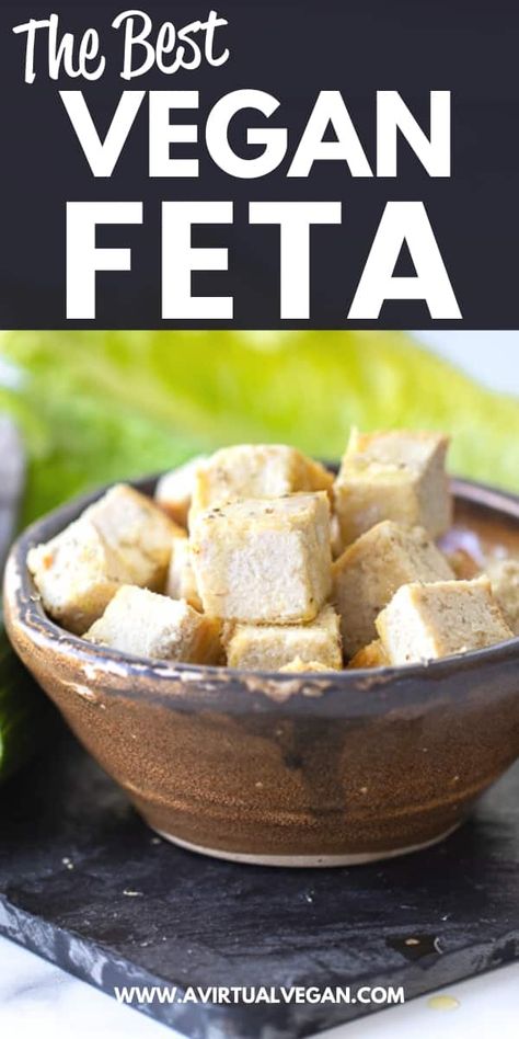 Vegan Feta Cheese that actually tastes like feta cheese and crumbles like real feta cheese and is cheap, nut-free and easy to make! Vegan Feta Cheese Recipe, Dairy Substitutes, Vegetarian Eating, Vegan Journey, Feta Recipe, Vegan Feta, Feta Cheese Recipes, Mini Peppers, Dairy Recipes