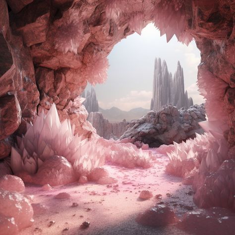 Crystal Cavern Fantasy Art, Crystal Mountain Art, Crystal Fantasy Landscape, Crystal World Fantasy Art, Cave Of Crystals, Fantasy Crystal Cave, Crystal Cave Fantasy Art, Crystal Cave Aesthetic, Crystal Cave Art