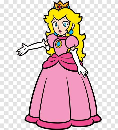 Princess Peach Cartoon Drawing, Princess Peach Clipart, Princess Peach Svg, Princess Peach 2d, Princess Peach Poster, Princess Peach Drawing, Peach From Mario, Super Mario Peach, Peach Mario Bros