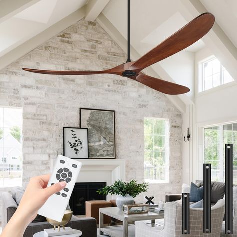 PRICES MAY VARY. 【Wooden Craftsmanship】This modern ceiling fan is crafted from walnut with over 20 years of history, carefully hand-carved to show natural texture and a delicate touch. After hundreds of professional balancing adjustments, it ensures stable and silent rotation. 【Efficient DC Motor】This 84 inch large ceiling fan has passed ETL certification and is equipped with a DC motor, which has a 75% efficiency improvement compared to traditional AC motors. In summer, high speed provides cool Interior Ceiling Fans, Large Ceiling Fan Vaulted Ceiling, Barn House Ceiling Fan, Large Rustic Ceiling Fan, Large Industrial Ceiling Fan, Large Ceiling Fan Living Rooms 72”, 85” Ceiling Fan, Living Room Fans, Wood Ceiling Fans