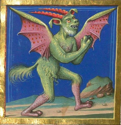 Medieval Artwork, Fantasy Demon, Medieval World, Afrocentric Art, Medieval Manuscript, Demon Art, Angels And Demons, Medieval Art, Illuminated Manuscript