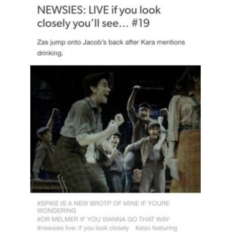 Newsies - Elmer and Mike Elmer Newsies, Broadway Funny, Newsies Headcanons, Newsies Cast, Newsies Broadway, Jack Kelly, Theatre Geek, Musical Plays, Theatre Nerds