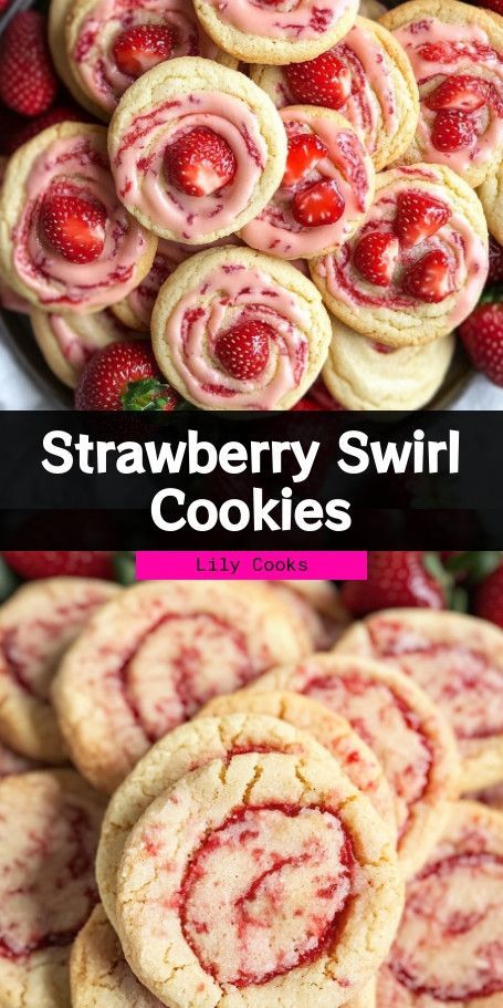 Strawberry Swirl Sugar Cookies Recipe | Perfect Chewy Treats Indulge in the sweet strawberry essence of these vibrant swirl sugar cookies. With a fresh strawberry flavor and delightful chewiness, they're a perfect treat for any occasion. Easy to bake and delicious to eat! ..... Baked Goods With Strawberries, Fresh Strawberry Cookie Recipes, Pineapple Upside Down Cookies, Strawberry Cookies Recipe, Strawberry Cookie Recipe, Swirl Sugar Cookies, Swirl Cookies, Cookie Contest, Contest Ideas