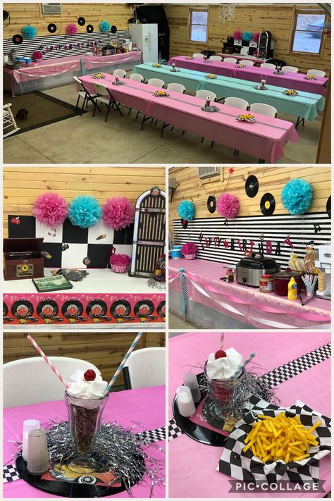 50’s themed birthday party ideas! 1950s Party Decorations, 1950s Party Ideas, 50s Party Decorations, 1950s Theme Party, Grease Themed Parties, Grease Theme, Grease Party, 50s Theme, 50s Theme Parties