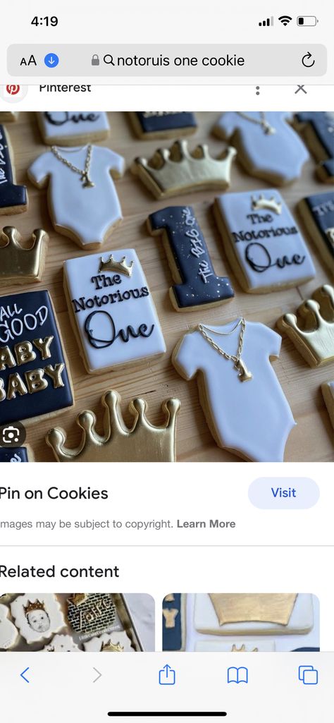 Notorious Big One Birthday Cookies, The Notorious One Birthday Party Food, The Notorious One Birthday Cake, Notorious Big One Cookies, Big One Birthday Party Biggie Cake, Notorious One Cookies, Notorious Big Cookies, Biggie 1st Birthday Theme, Biggie Smalls First Birthday Party Food