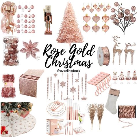 Rose Gold Christmas Decorations Navy And Rose Gold Christmas Decor, Christmas Rose Gold Decorations, Rose Gold Christmas Decorations Diy, Rose Gold And White Christmas Tree, Black And Rose Gold Christmas, Rose Gold Xmas Tree, Rose Gold Christmas Tree Ideas Themed, Gold Christmas Decorations Diy, Rose Gold Christmas Table