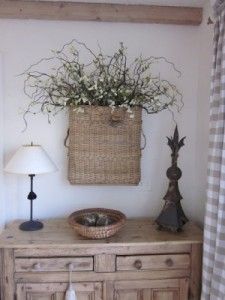 Why you really should hang baskets on your walls. - The Creek Line House Basket On Wall, Hanging Wall Vase, Muebles Shabby Chic, Cottage Shabby Chic, Basket Uses, Wall Vase, Deco Floral, Cool Ideas, Baskets On Wall